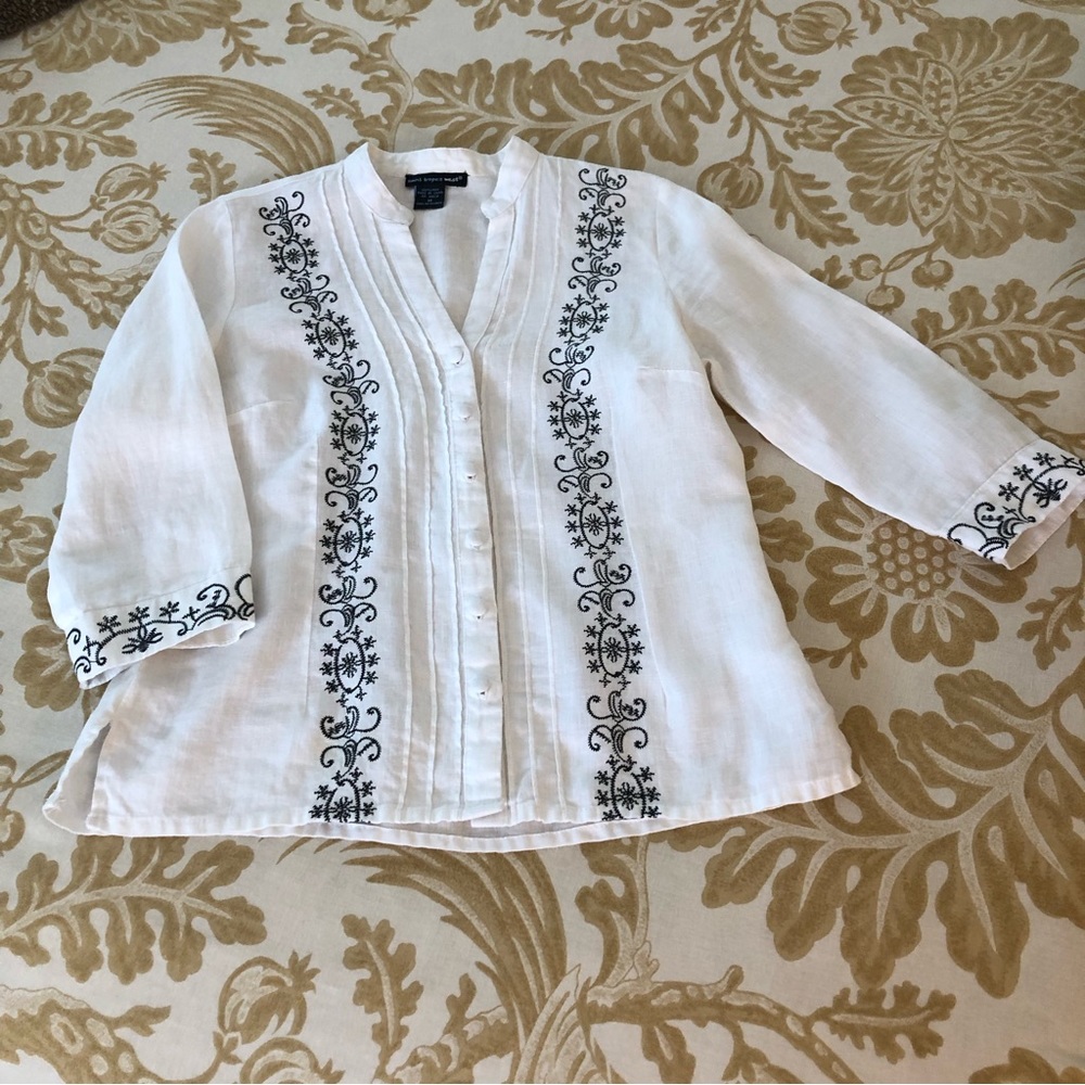 Saint Tropez West 3/4 Linen Blouse